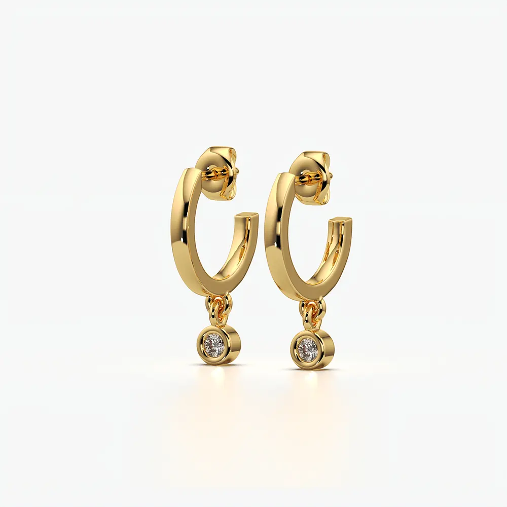 Single Stone Drop Huggie Hoops