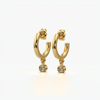 Single Stone Drop Huggie Hoops