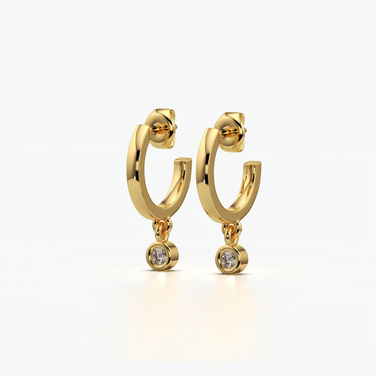 Single Stone Drop Huggie Hoops