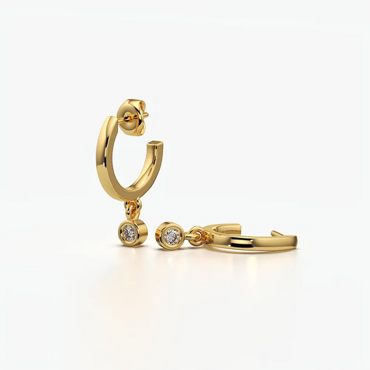 Single Stone Drop Huggie Hoops