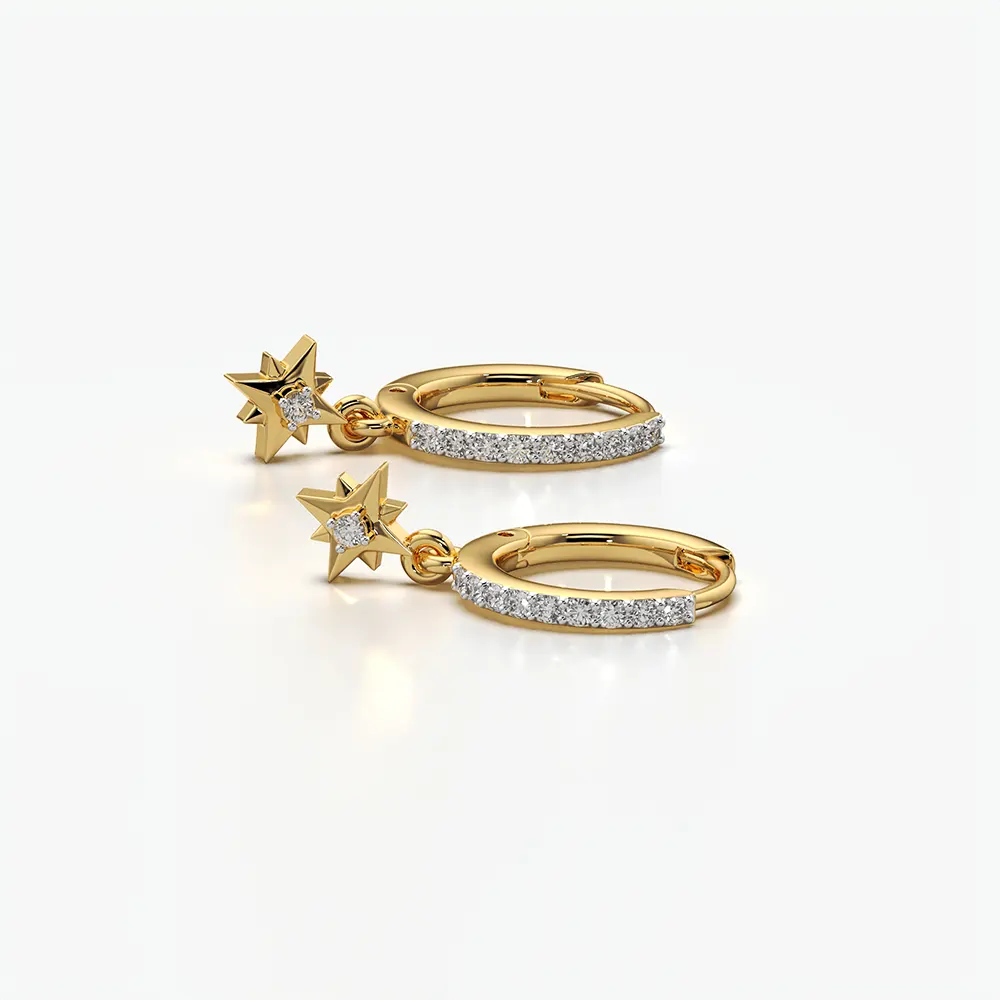 North Star Pave Huggie Drop Earrings