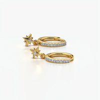 North Star Pave Huggie Drop Earrings