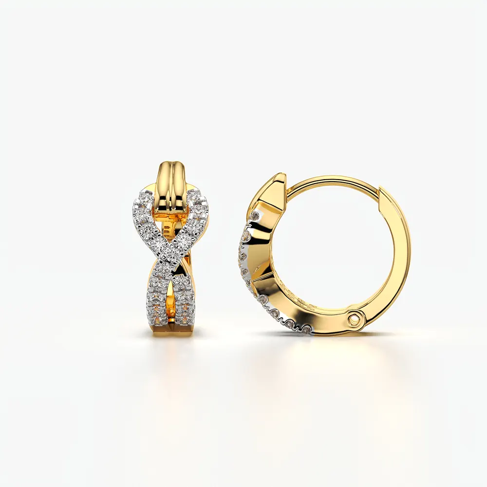 Pave Chain Link Huggie Hoop Earrings