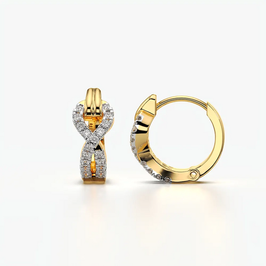 Pave Chain Link Huggie Hoop Earrings