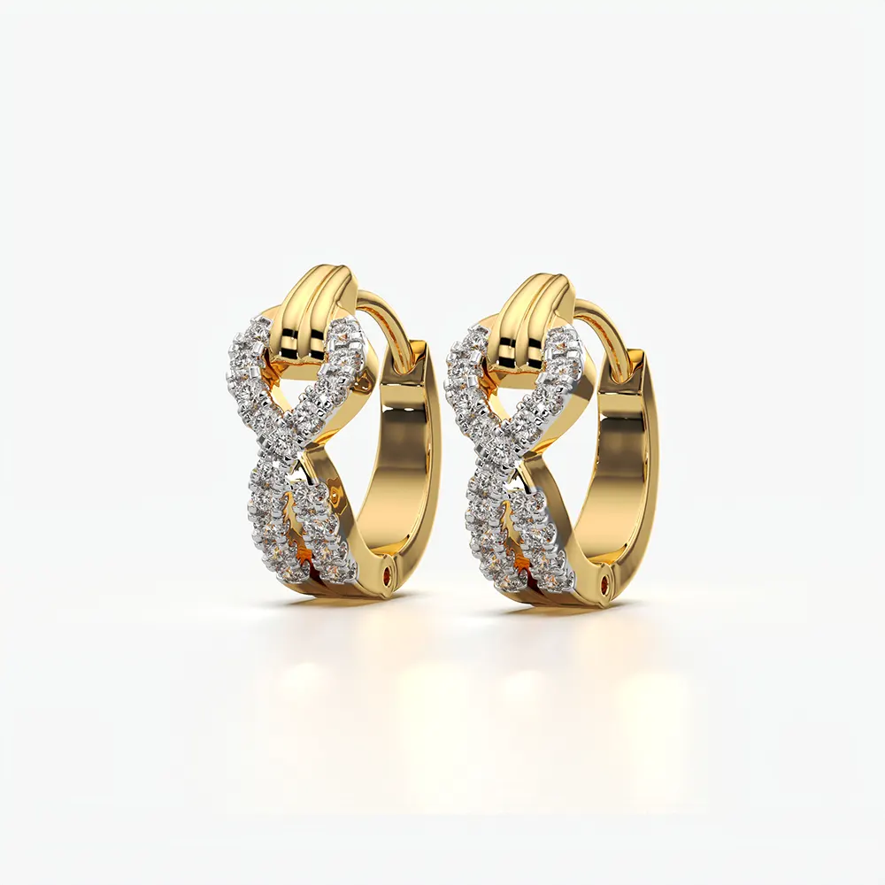 Pave Chain Link Huggie Hoop Earrings