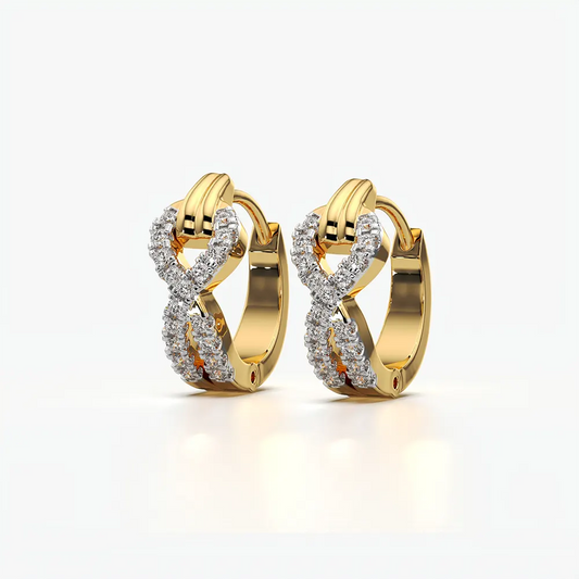 Pave Chain Link Huggie Hoop Earrings