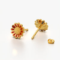 Red Enamel Daisy Bloom Studs