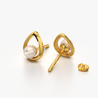 Open Teardrop Pearl Studs