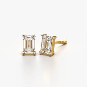 Emerald-Cut Sparkle Stud