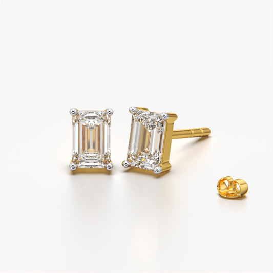 Emerald-Cut Sparkle Stud