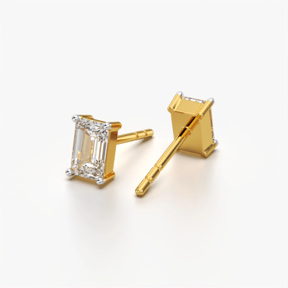 Emerald-Cut Sparkle Stud