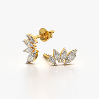 Marquise Crown Cluster Stud Earrings