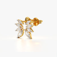 Marquise Crown Cluster Stud Earrings