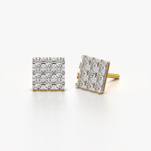 Square Setting Diamond Cluster Earring