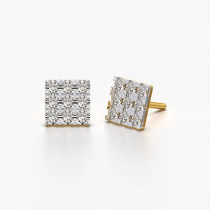 Square Setting Diamond Cluster Earring