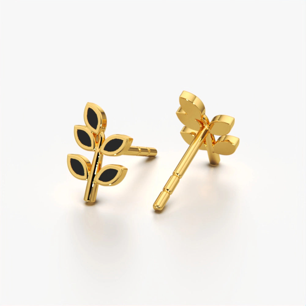 Leaf Style Enamel Stud
