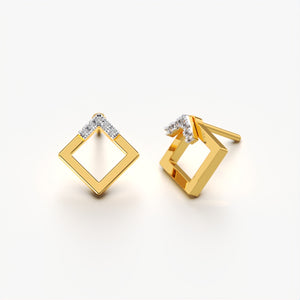Diamond-Accented Square Earring
