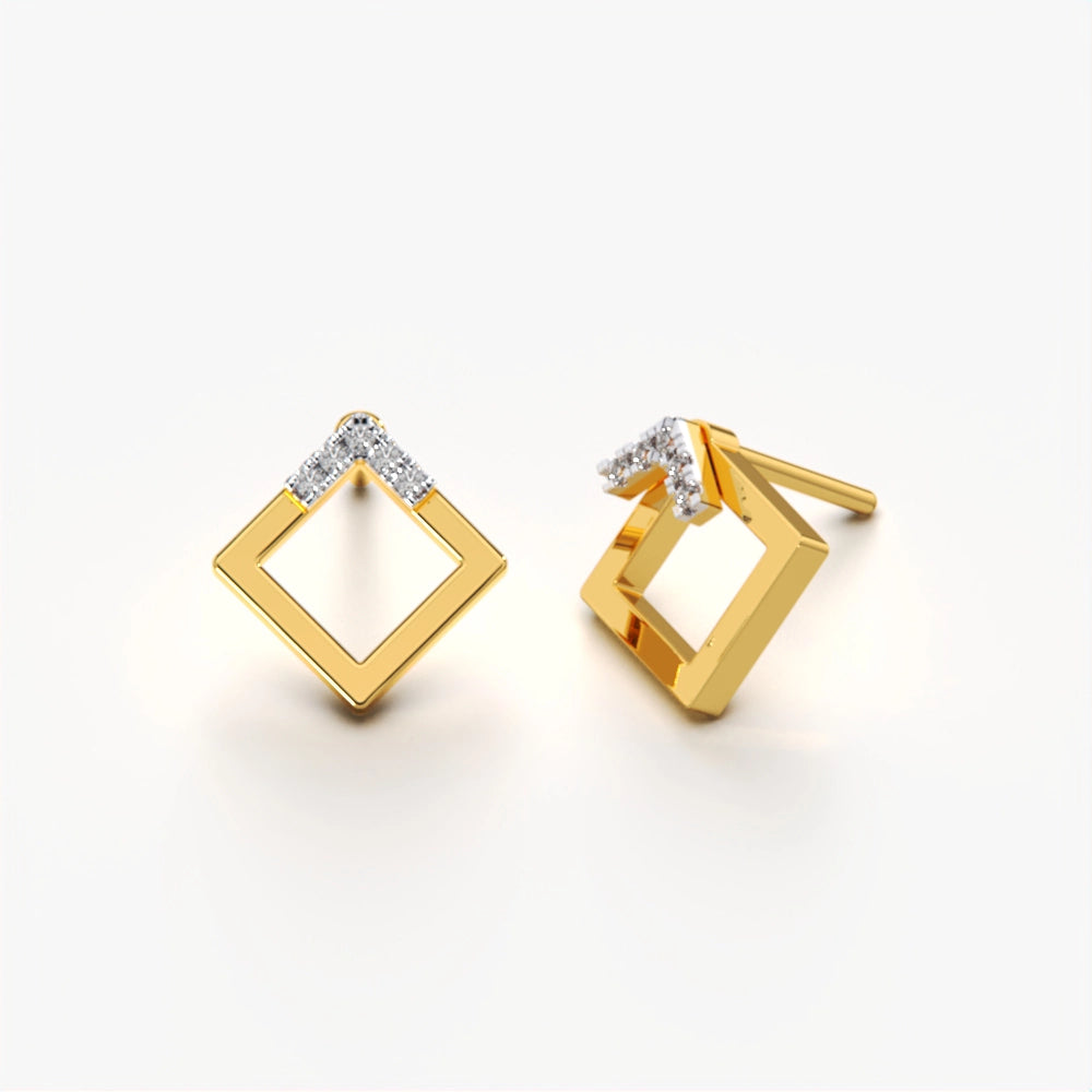 Diamond-Accented Square Earring