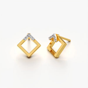 Diamond-Accented Square Earring