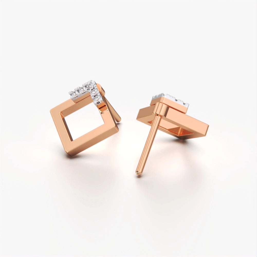 Diamond-Accented Square Earring