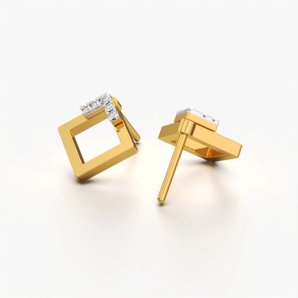 Diamond-Accented Square Earring