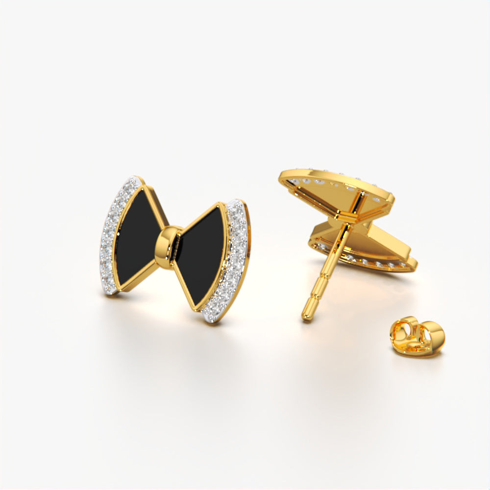 Black Enamel Bow Earrings