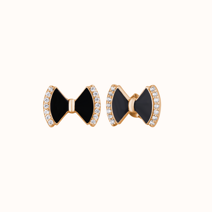 Black Enamel Bow Earring