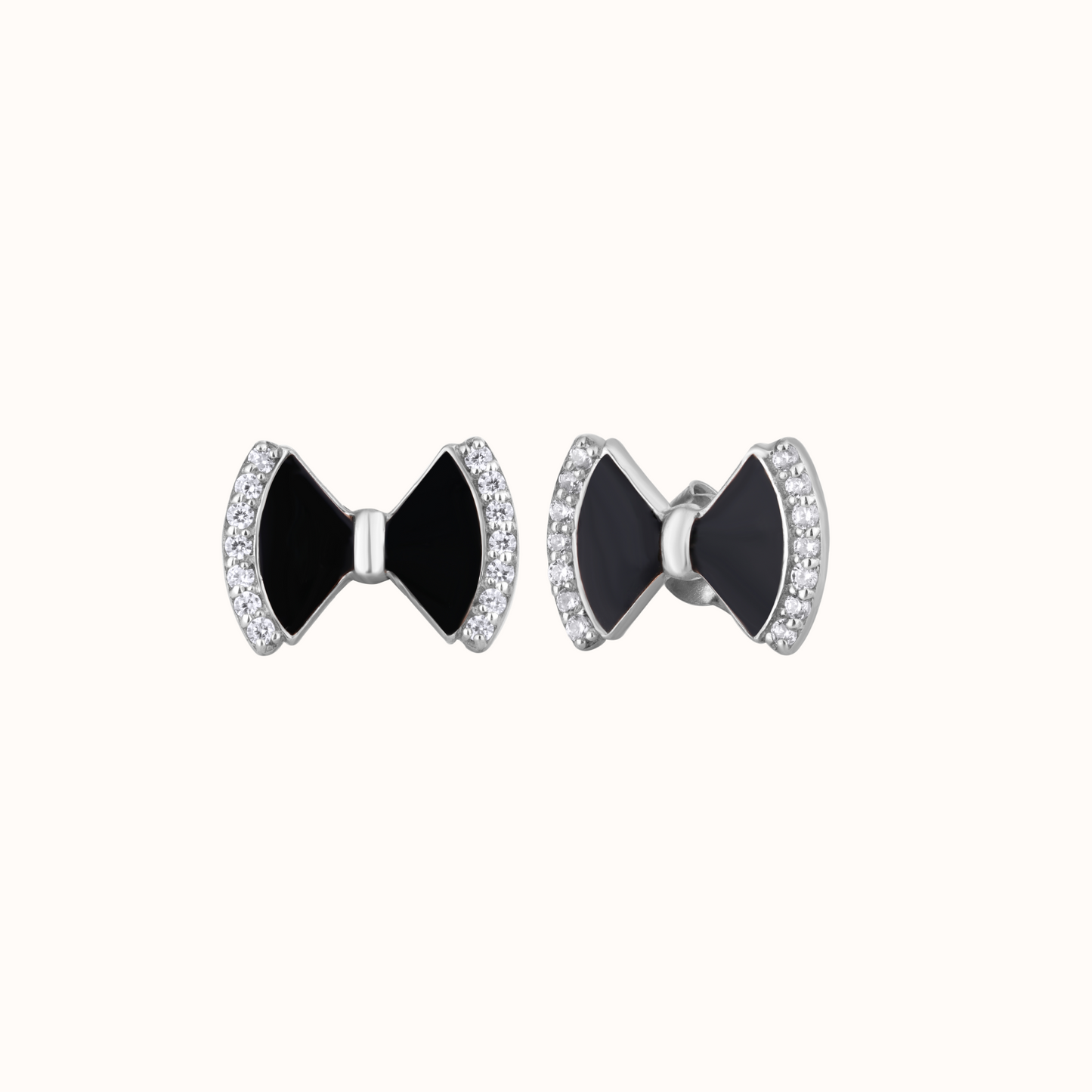 Black Enamel Bow Earring