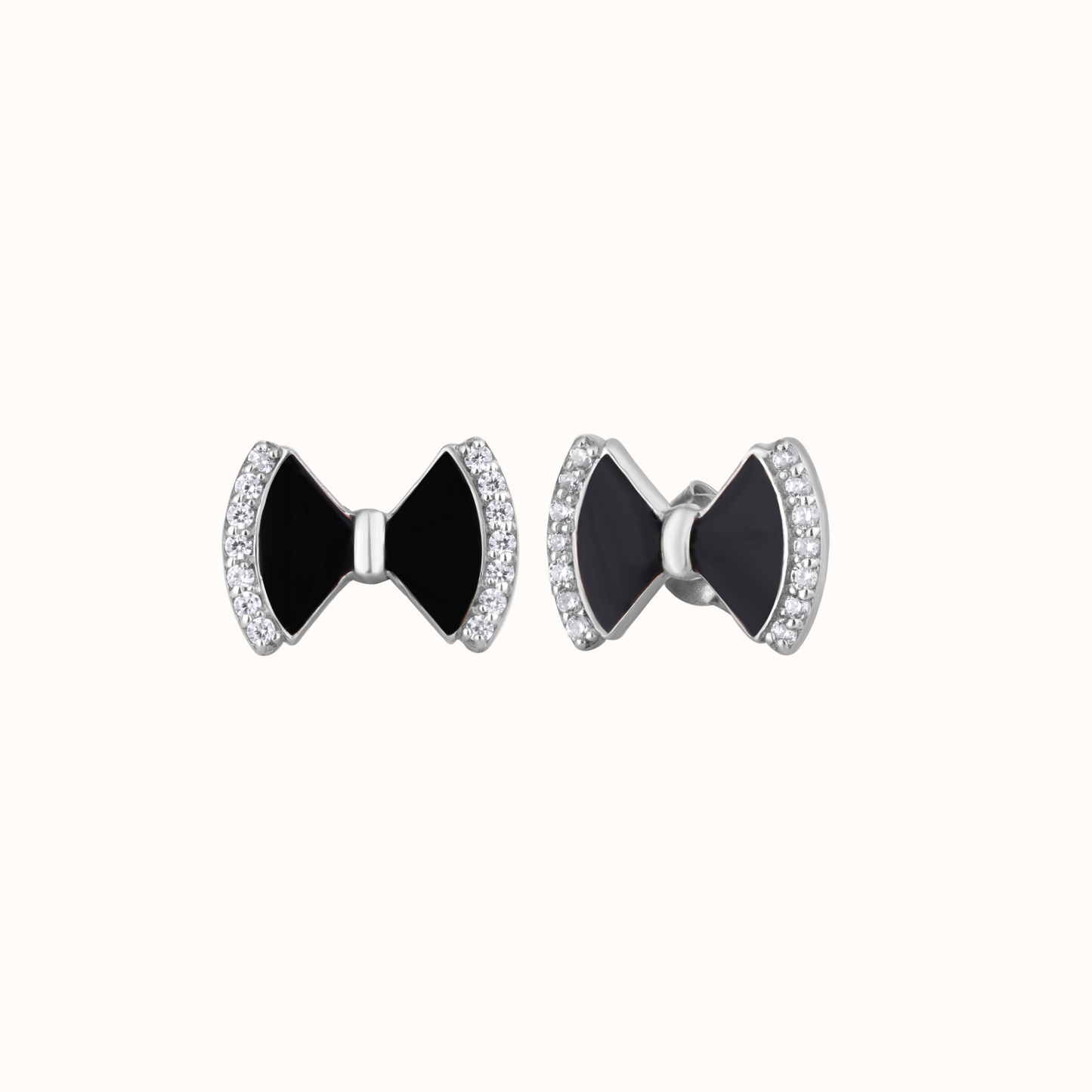 Black Enamel Bow Earrings - KYMEE