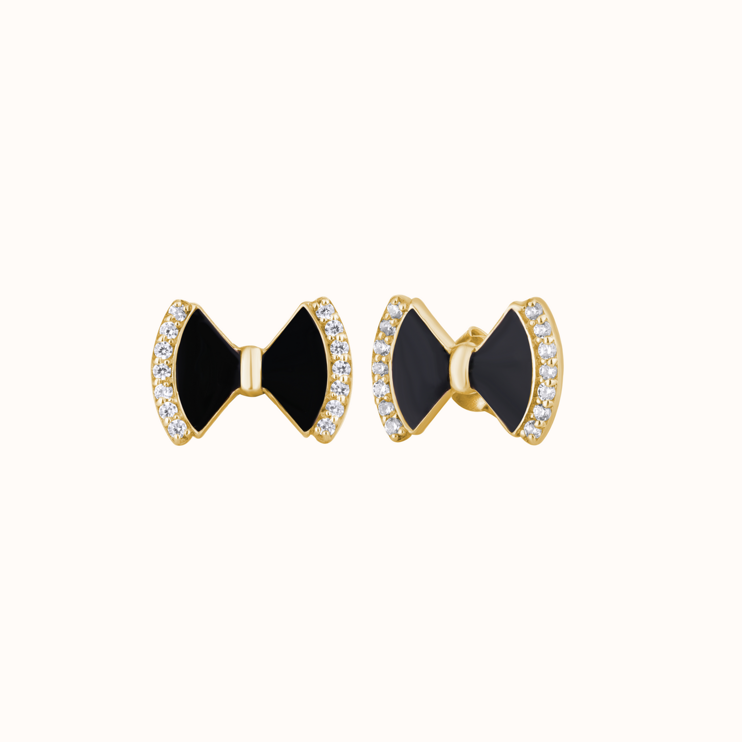 Black Enamel Bow Earrings - KYMEE