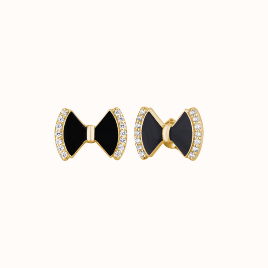 Black Enamel Bow Earring