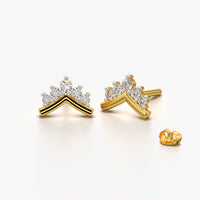 Crown Chevron Stud Earrings