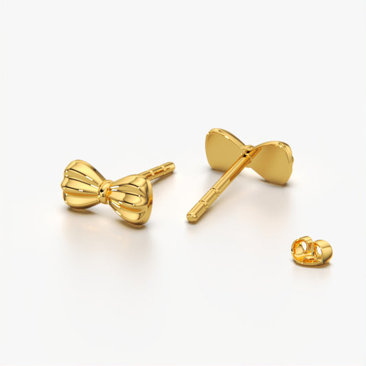 Tiny Ribbon Bow Stud Earrings