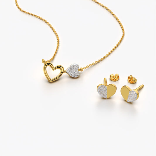 Timeless Heart Charm Necklace & Earrings Set