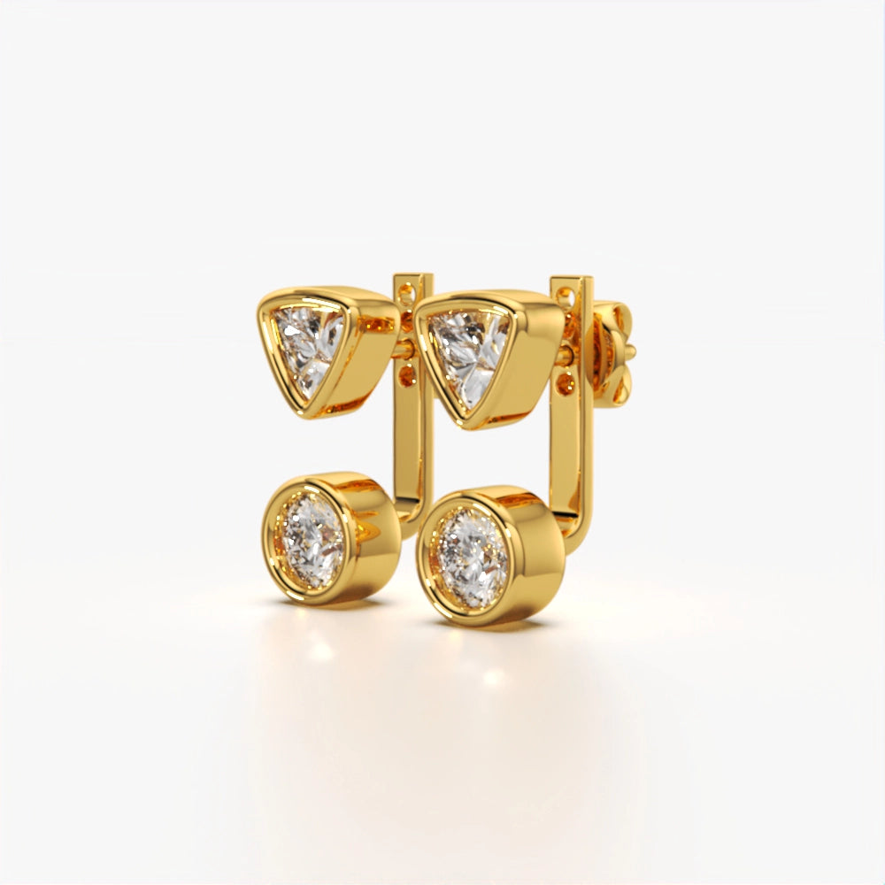 Trilliant & Round Diamond Studs