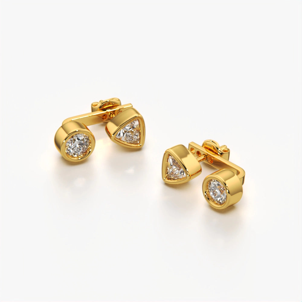 Trilliant & Round Diamond Studs