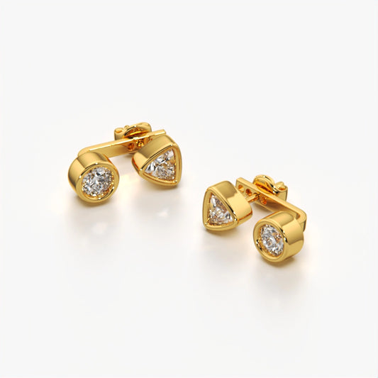 Round & Triangle Bezel Studs
