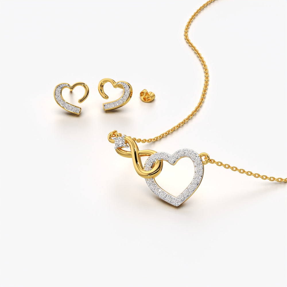 Sparkling Infinity Heart Pendant Set