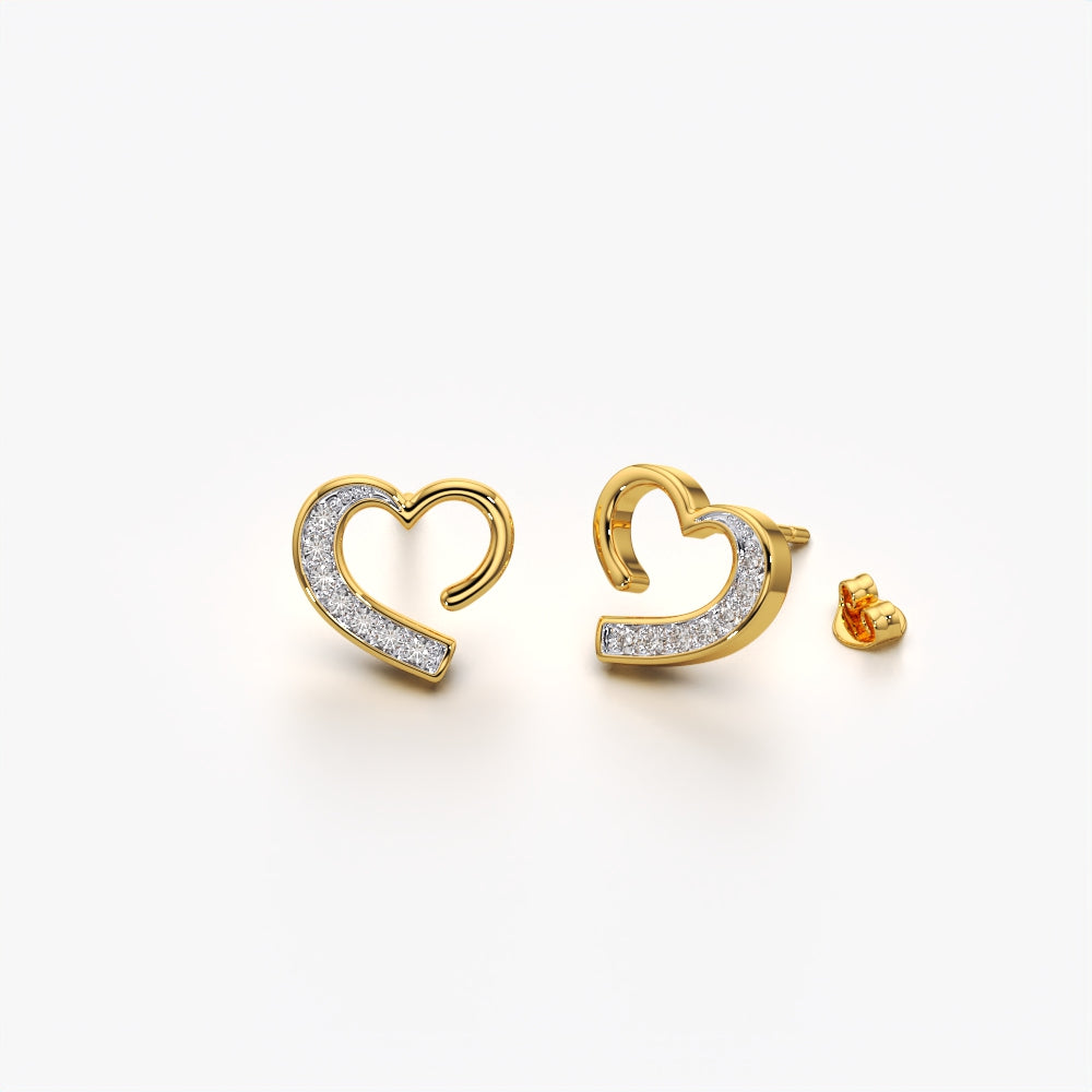 Open heart pave stud earrings