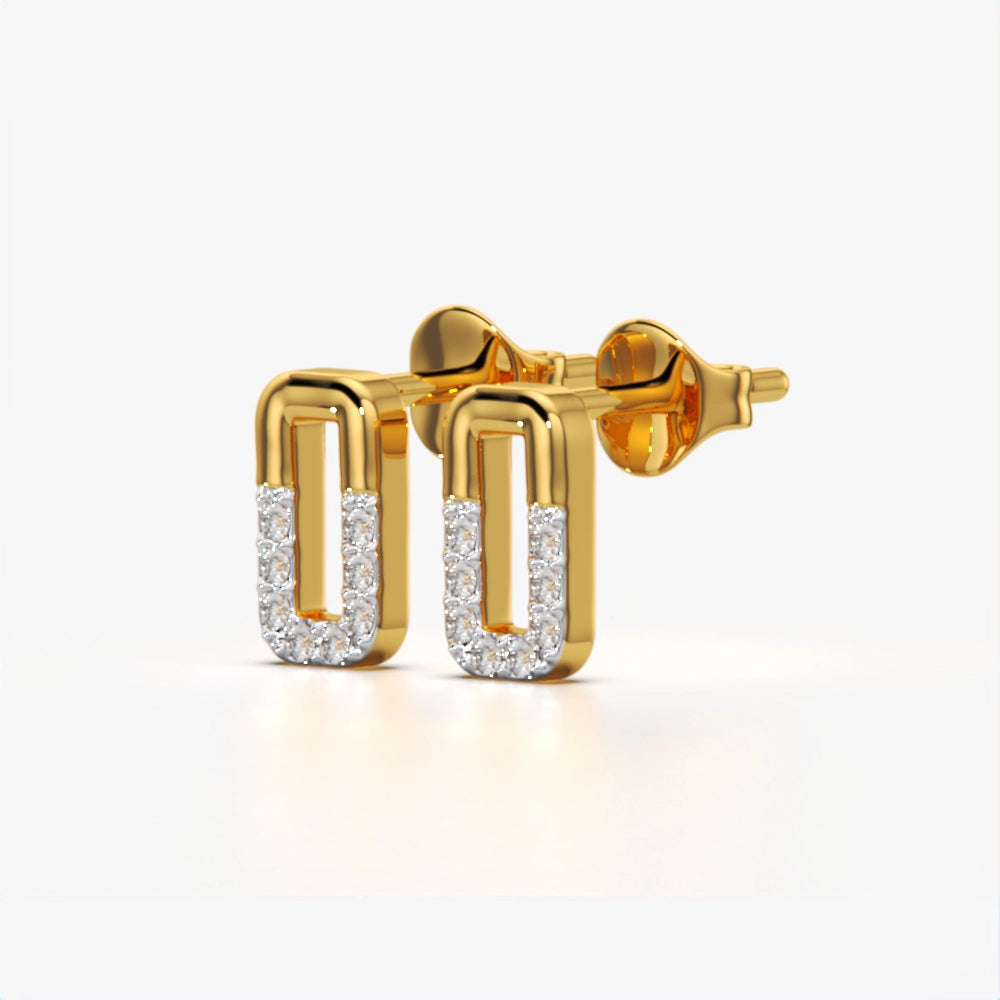 Geometric Diamond Stud Earrings