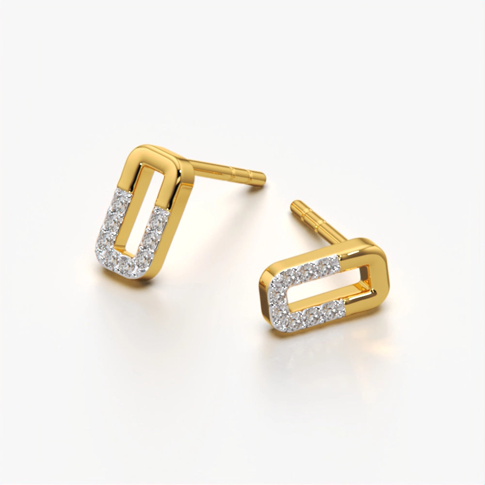 Half Pave Rectangular Studs