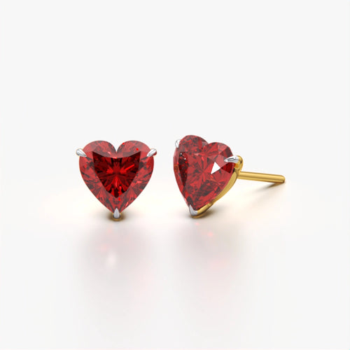 18K Gold Vermeil Heart Diamond Studs