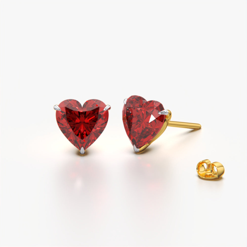 18K Gold Vermeil Heart Diamond Studs