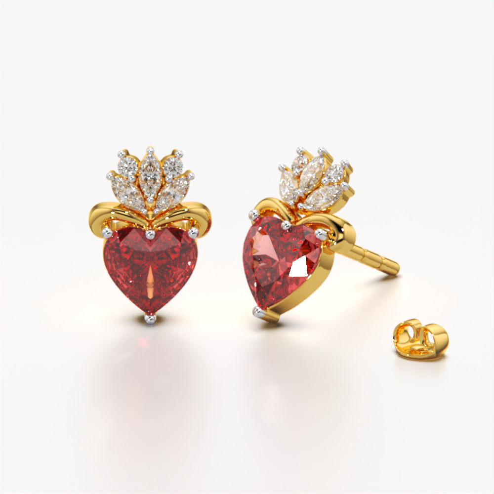 Crown Radiant Heart Earrings