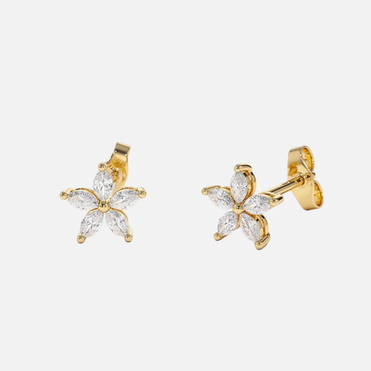 Floral Diamond Stud Earrings