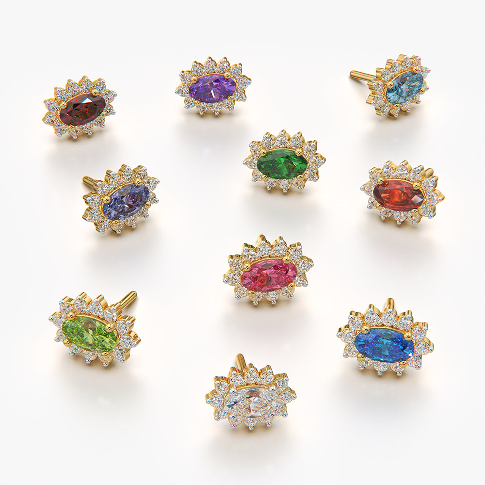 Oval Halo Stud Earrings