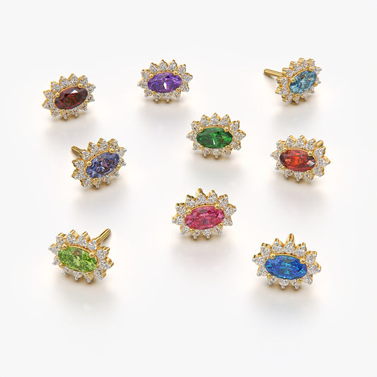 Oval Halo Stud Earrings