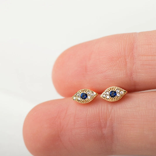 Blue Evil Eye Stud Earrings and Ring Set