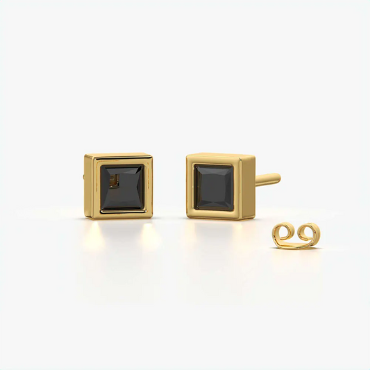 Square Bezel Single Stud Earring