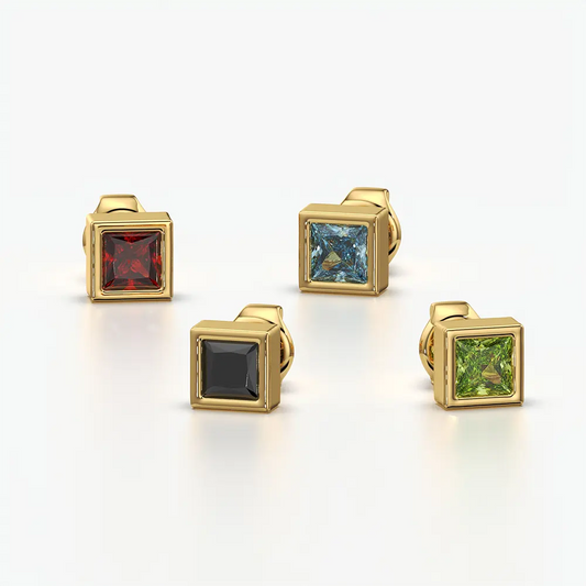 Square Bezel Single Stud Earring